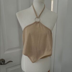 Cutest Tan Halter Neck Crop Top